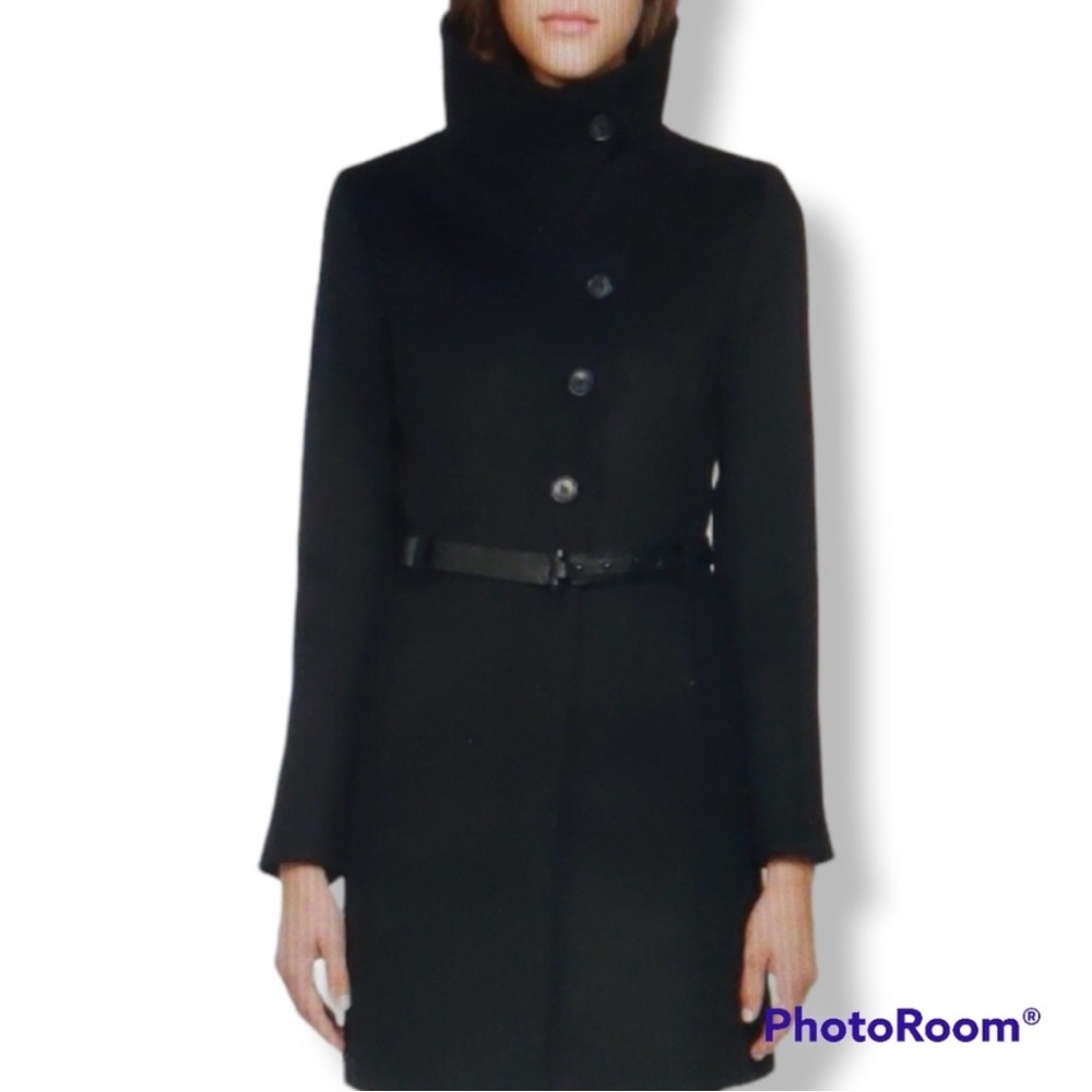 Soia & Kyo Black Wool Belted Peacoat